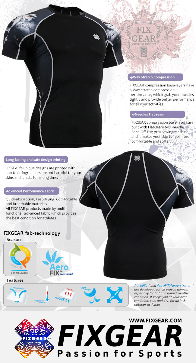 FIXGEAR C2S-B18 Compression Base Layer Shirt Short Sleeve