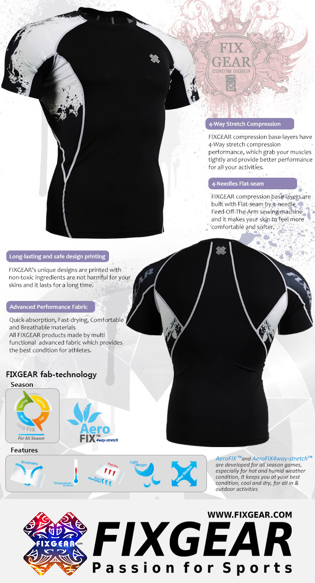 FIXGEAR C2S-B39 Compression Base Layer Workout Shirt Sportswear Gym MMA 