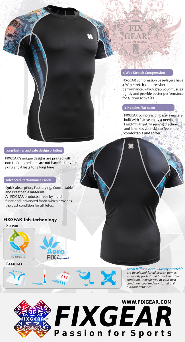 FIXGEAR C2S-B74 Compression Base Layer Shirt Short Sleeve