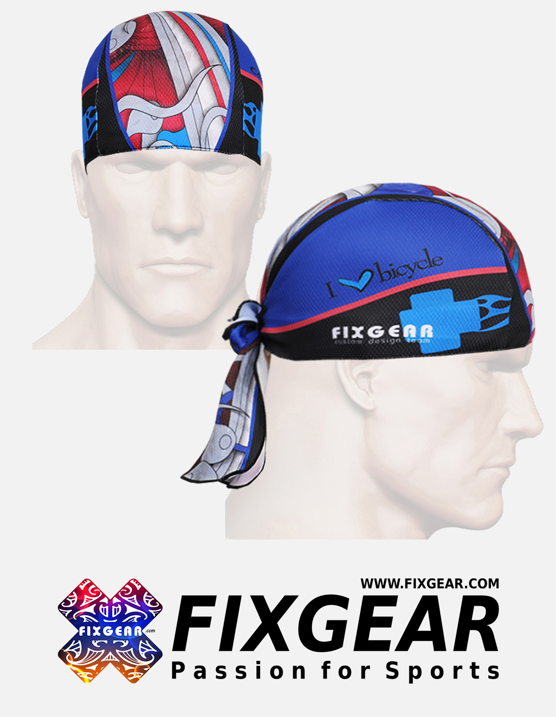 FIXGEAR D-19R Cycling Skull cap, Bandana