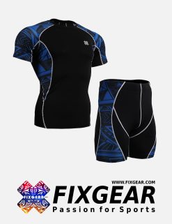 FIXGEAR C2S-P2S-B1 Set Compression Base Layer Shirt & Compression Drawer Shorts