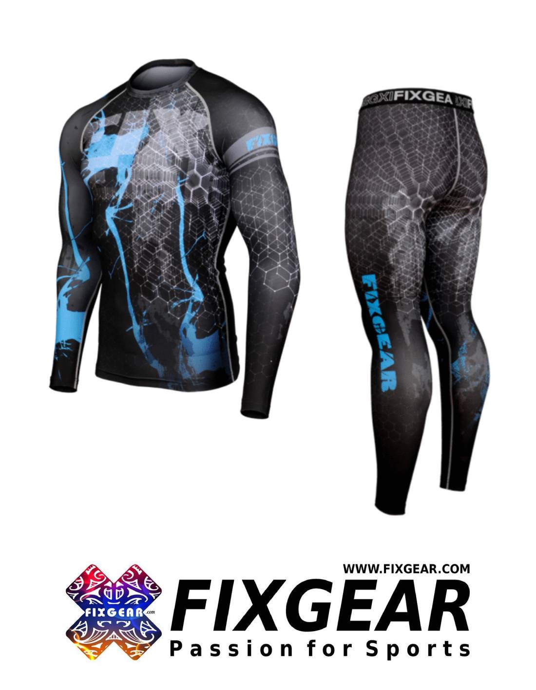 FIXGEAR CFL-FPL-S16 Compression Base Layer Shirt & Leggings Under Training Tights MMA/UFC