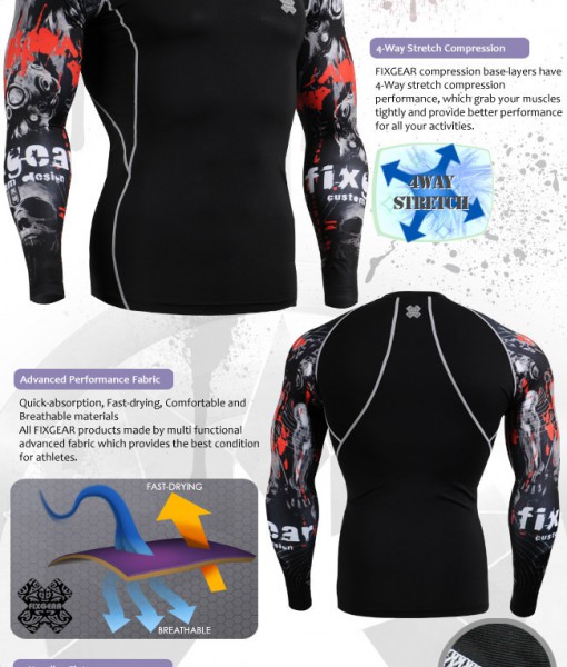 FIXGEAR CPD-B30 Long Sleeve Mens Compression T Shirt - Image 3