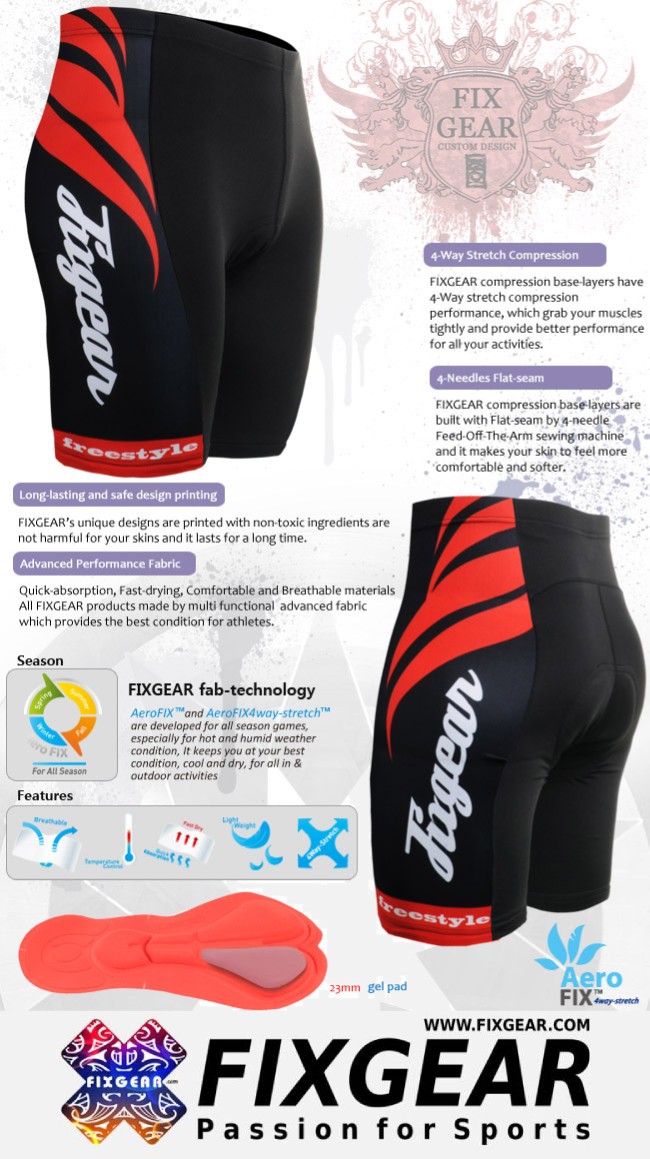 FIXGEAR ST-12 Mens Padded Cycling Shorts - Image 3